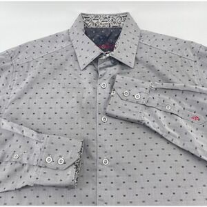 Robert Graham Button Down Shirt Mens M Gray Geometric Print Classic Fit Cotton